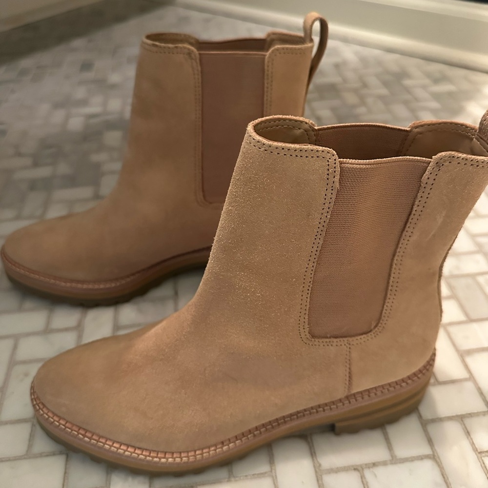 Tan Suede Chelsea Ankle Boots